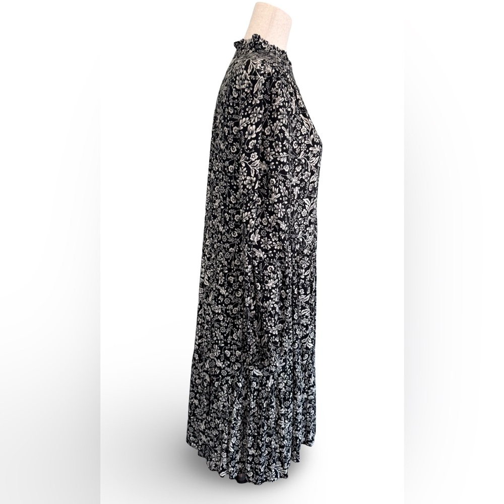 J.CREW Hadid shirt dress in a black and white bouquet print sz L - Picture 5 of 15